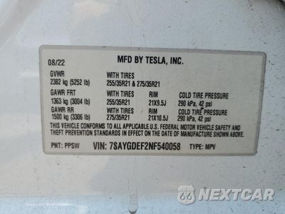 Zdjęcie 13 z 13 samochodu: 2022 TESLA MODEL Y VIN:7SAYGDEF2NF540058 - miniatura