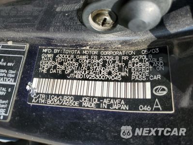 Zdjęcie 12 z 12 samochodu: 2003 LEXUS IS 300 VIN:JTHBD192530079045 - miniatura