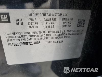 Zdjęcie 12 z 12 samochodu: 2016 CHEVROLET CRUZE LT VIN:1G1BE5SM6G7284803 - miniatura