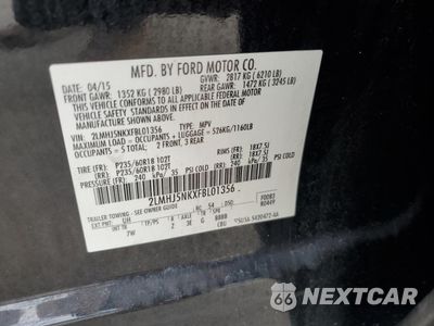 Zdjęcie 14 z 14 samochodu: 2015 LINCOLN MKT VIN:2LMHJ5NKXFBL01356 - miniatura