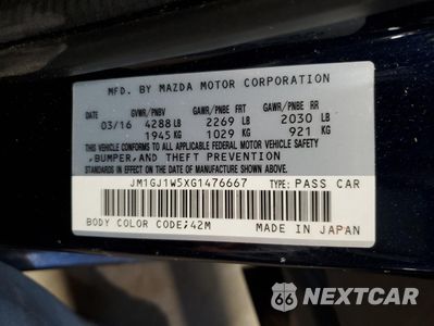 Zdjęcie 12 z 12 samochodu: 2016 MAZDA 6 GRAND TOURING VIN:JM1GJ1W5XG1476667 - miniatura