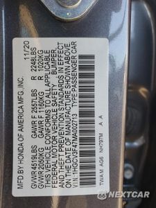 Zdjęcie 12 z 14 samochodu: 2021 HONDA ACCORD HYBRID EX VIN:1HGCV3F47MA002713 - miniatura