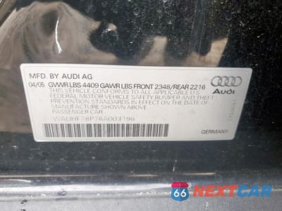 Zdjęcie 12 z 12 samochodu: 2006 AUDI A3 2 VIN:WAUHF78P76A003196 - miniatura