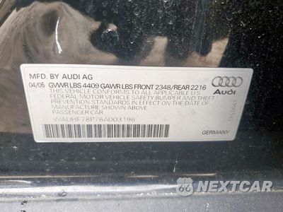 Zdjęcie 12 z 12 samochodu: 2006 AUDI A3 2 VIN:WAUHF78P76A003196 - miniatura