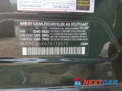 Zdjęcie 12 z 14 samochodu: 2007 MERCEDES-BENZ S 550 4MATIC VIN:WDDNG86X67A118472 - miniatura
