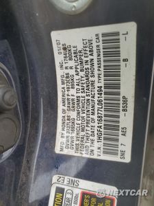 Zdjęcie 12 z 13 samochodu: 2007 HONDA CIVIC EX VIN:1HGFA16877L061494 - miniatura