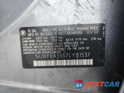 Zdjęcie 13 z 15 samochodu: 2007 BMW X5 3.0I VIN:5UXFE43557LY81537 - miniatura
