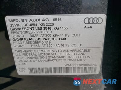 Zdjęcie 12 z 14 samochodu: 2016 AUDI Q3 PRESTIGE VIN:WA1GFCFS2GR023769 - miniatura