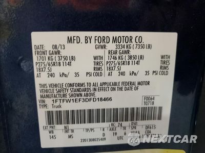 Zdjęcie 12 z 12 samochodu: 2013 FORD F150 SUPERCREW VIN:1FTFW1EF3DFD18466 - miniatura