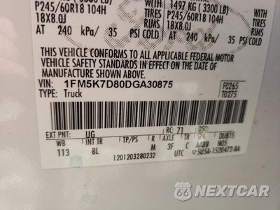 Zdjęcie 13 z 13 samochodu: 2013 FORD EXPLORER XLT VIN:1FM5K7D80DGA30875 - miniatura