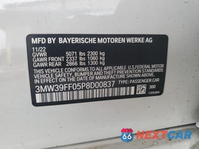 Zdjęcie 12 z 12 samochodu: 2023 BMW 330E VIN:3MW39FF05P8D00837 - miniatura