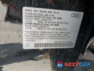 Zdjęcie 13 z 13 samochodu: 2024 AUDI Q3 PREMIUM S LINE 45 VIN:WA1DECF31R1128867 - miniatura