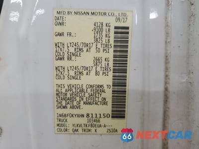 Zdjęcie 13 z 15 samochodu: 2017 NISSAN NV 1500 S VIN:1N6BF0KYXHN811150 - miniatura