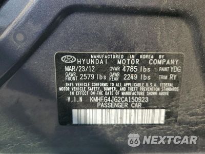 Zdjęcie 13 z 15 samochodu: 2012 HYUNDAI AZERA GLS VIN:KMHFG4JG2CA150923 - miniatura