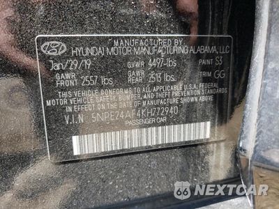 Zdjęcie 12 z 12 samochodu: 2019 HYUNDAI SONATA SE VIN:5NPE24AF4KH772940 - miniatura