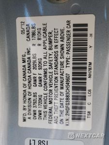 Zdjęcie 12 z 12 samochodu: 2012 HONDA CIVIC EX VIN:2HGFG3B83CH549607 - miniatura