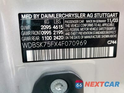 Zdjęcie 12 z 14 samochodu: 2004 MERCEDES-BENZ SL 500 VIN:WDBSK75FX4F070969 - miniatura