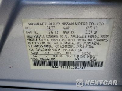 Zdjęcie 13 z 15 samochodu: 2007 NISSAN ALTIMA 2.5 VIN:1N4AL21E97C201718 - miniatura