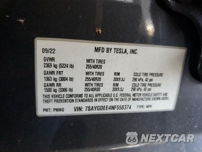Zdjęcie 13 z 15 samochodu: 2022 TESLA MODEL Y VIN:7SAYGDEE4NF558374 - miniatura