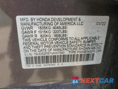 Zdjęcie 12 z 12 samochodu: 2022 ACURA ILX PREMIUM A-SPEC VIN:19UDE2F87NA007543 - miniatura