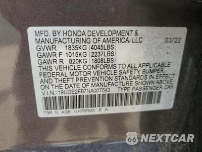 Zdjęcie 12 z 12 samochodu: 2022 ACURA ILX PREMIUM A-SPEC VIN:19UDE2F87NA007543 - miniatura