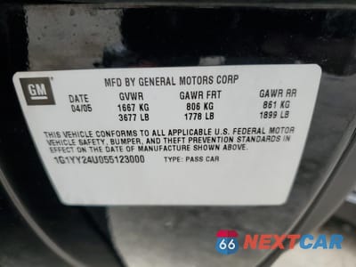 Zdjęcie 12 z 14 samochodu: 2005 CHEVROLET CORVETTE VIN:1G1YY24U055123000 - miniatura