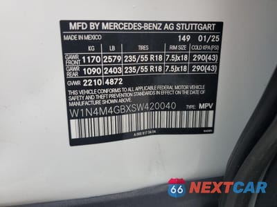 Zdjęcie 13 z 15 samochodu: 2025 MERCEDES-BENZ GLB 250 VIN:W1N4M4GBXSW420040 - miniatura