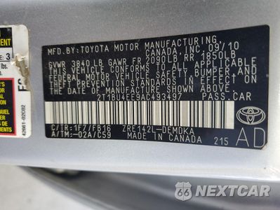 Zdjęcie 12 z 12 samochodu: 2010 TOYOTA COROLLA BASE VIN:2T1BU4EE9AC493497 - miniatura