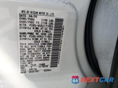 Zdjęcie 13 z 13 samochodu: 2009 INFINITI FX50 VIN:JNRBS18W39M200622 - miniatura