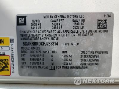 Zdjęcie 14 z 14 samochodu: 2015 BUICK ENCLAVE VIN:5GAKRBKDXFJ232314 - miniatura