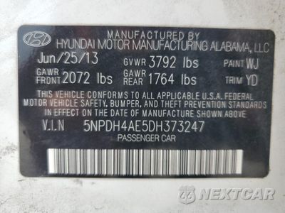 Zdjęcie 12 z 12 samochodu: 2013 HYUNDAI ELANTRA GLS VIN:5NPDH4AE5DH373247 - miniatura