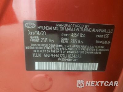 Zdjęcie 12 z 12 samochodu: 2020 HYUNDAI SONATA LIMITED VIN:5NPEH4J21LH024675 - miniatura