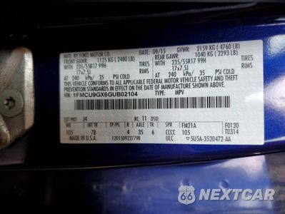 Zdjęcie 14 z 16 samochodu: 2016 FORD ESCAPE SE VIN:1FMCU9GX6GUB02104 - miniatura