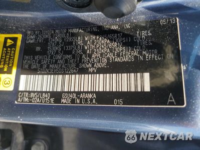 Zdjęcie 12 z 14 samochodu: 2013 TOYOTA HIGHLANDER BASE VIN:5TDZK3EH5DS122647 - miniatura
