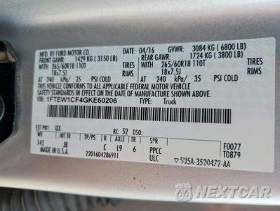 Zdjęcie 13 z 13 samochodu: 2016 FORD F150 SUPERCREW VIN:1FTEW1CF4GKE60206 - miniatura
