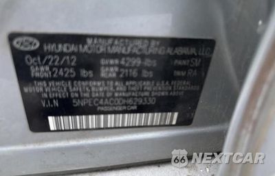 Zdjęcie 10 z 10 samochodu: 2013 HYUNDAI SONATA SE VIN:5NPEC4AC0DH629330 - miniatura