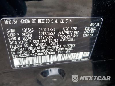 Zdjęcie 13 z 16 samochodu: 2019 HONDA HR-V EXL VIN:3CZRU5H74KM727680 - miniatura