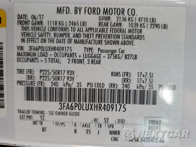 Zdjęcie 12 z 12 samochodu: 2017 FORD FUSION SE HYBRID VIN:3FA6P0LUXHR409175 - miniatura
