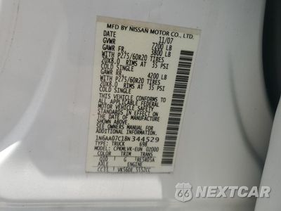 Zdjęcie 12 z 12 samochodu: 2008 NISSAN TITAN XE VIN:1N6AA07C18N344529 - miniatura