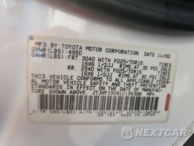 Zdjęcie 13 z 13 samochodu: 2001 LEXUS RX 300 VIN:JTJHF10U910189398 - miniatura
