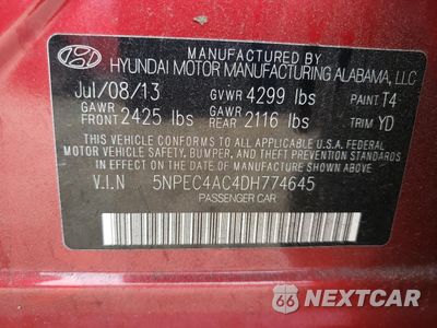 Zdjęcie 12 z 12 samochodu: 2013 HYUNDAI SONATA SE VIN:5NPEC4AC4DH774645 - miniatura