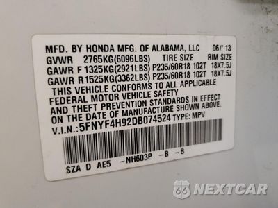 Zdjęcie 12 z 14 samochodu: 2013 HONDA PILOT TOURING VIN:5FNYF4H92DB074524 - miniatura