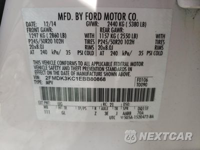 Zdjęcie 13 z 13 samochodu: 2014 FORD EDGE LIMITED VIN:2FMDK3KC1EBB80868 - miniatura