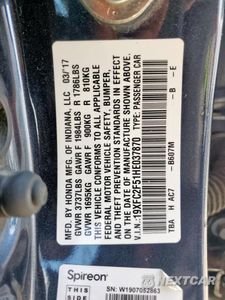 Zdjęcie 12 z 13 samochodu: 2017 HONDA CIVIC LX VIN:19XFC2F51HE037870 - miniatura