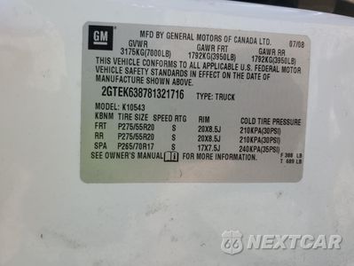Zdjęcie 12 z 14 samochodu: 2008 GMC NEW SIERRA K1500 DENALI VIN:2GTEK638781321716 - miniatura