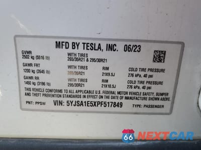 Zdjęcie 12 z 12 samochodu: 2023 TESLA MODEL S VIN:5YJSA1E5XPF517849 - miniatura