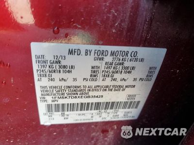 Zdjęcie 13 z 13 samochodu: 2014 FORD EXPLORER XLT VIN:1FM5K7D8XEGB35425 - miniatura