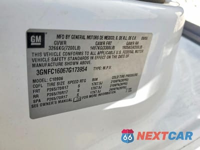 Zdjęcie 13 z 13 samochodu: 2007 CHEVROLET SUBURBAN C1500 VIN:3GNFC16067G173954 - miniatura