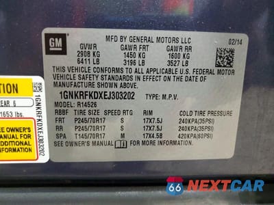 Zdjęcie 13 z 13 samochodu: 2014 CHEVROLET TRAVERSE LS VIN:1GNKRFKDXEJ303202 - miniatura