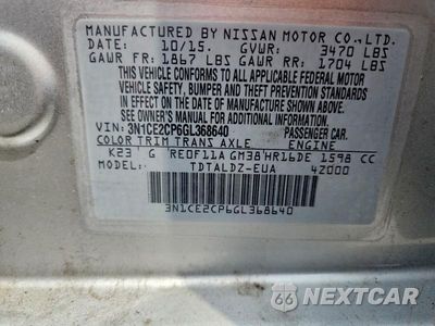 Zdjęcie 12 z 12 samochodu: 2016 NISSAN VERSA NOTE SV VIN:3N1CE2CP6GL368640 - miniatura